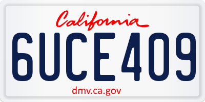 CA license plate 6UCE409