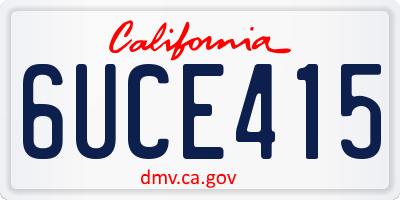 CA license plate 6UCE415