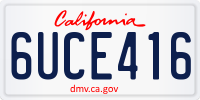 CA license plate 6UCE416