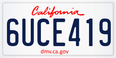 CA license plate 6UCE419