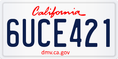 CA license plate 6UCE421