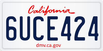 CA license plate 6UCE424