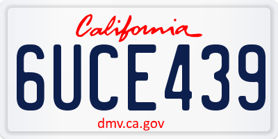 CA license plate 6UCE439
