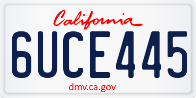 CA license plate 6UCE445
