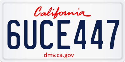 CA license plate 6UCE447