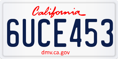 CA license plate 6UCE453
