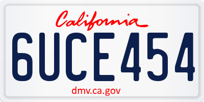 CA license plate 6UCE454