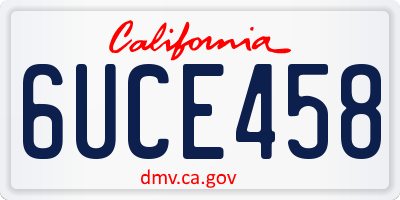 CA license plate 6UCE458