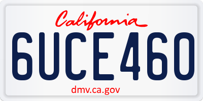 CA license plate 6UCE460
