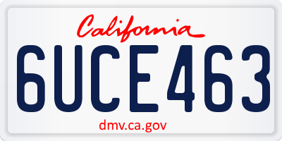 CA license plate 6UCE463
