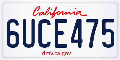 CA license plate 6UCE475