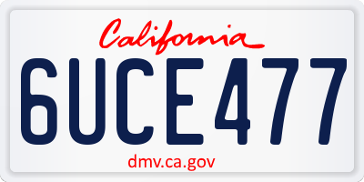 CA license plate 6UCE477
