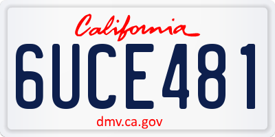CA license plate 6UCE481