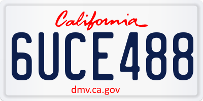 CA license plate 6UCE488
