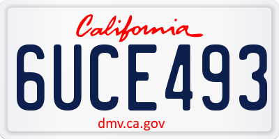 CA license plate 6UCE493