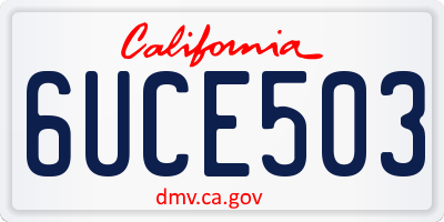 CA license plate 6UCE503
