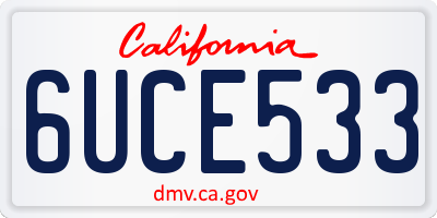 CA license plate 6UCE533