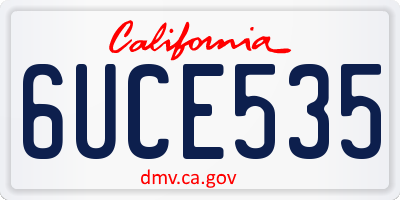CA license plate 6UCE535