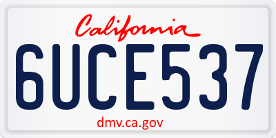 CA license plate 6UCE537