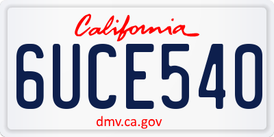 CA license plate 6UCE540