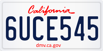 CA license plate 6UCE545