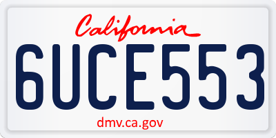 CA license plate 6UCE553
