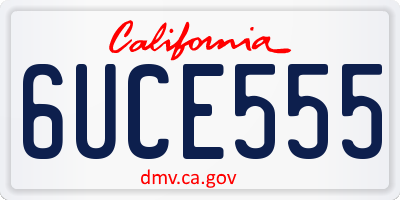 CA license plate 6UCE555