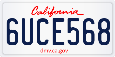 CA license plate 6UCE568