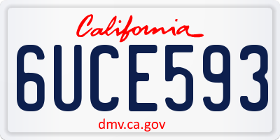 CA license plate 6UCE593