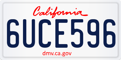CA license plate 6UCE596