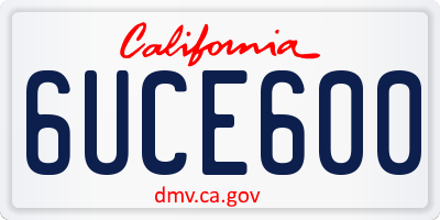 CA license plate 6UCE600
