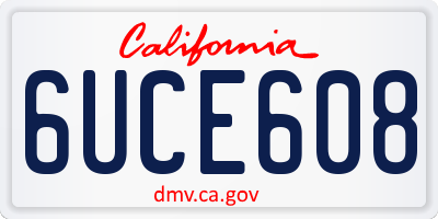CA license plate 6UCE608