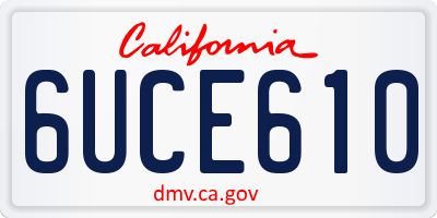 CA license plate 6UCE610