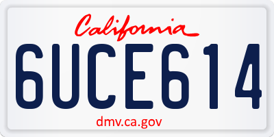 CA license plate 6UCE614
