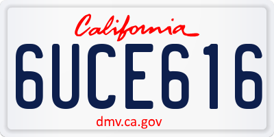 CA license plate 6UCE616