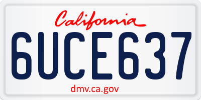 CA license plate 6UCE637