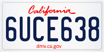 CA license plate 6UCE638
