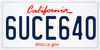 CA license plate 6UCE640