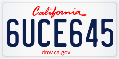 CA license plate 6UCE645