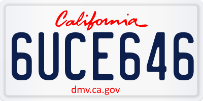 CA license plate 6UCE646