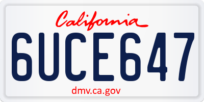 CA license plate 6UCE647