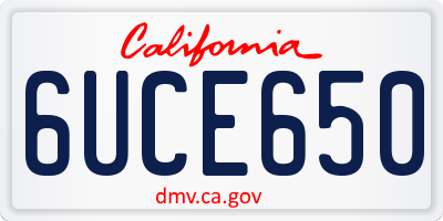 CA license plate 6UCE650