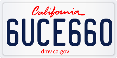 CA license plate 6UCE660