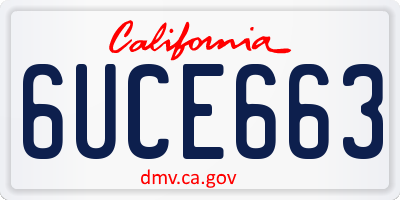 CA license plate 6UCE663