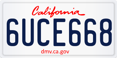 CA license plate 6UCE668