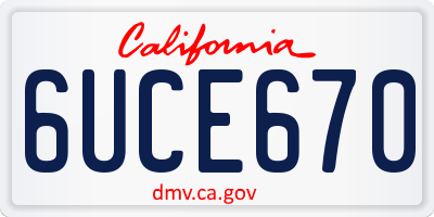 CA license plate 6UCE670