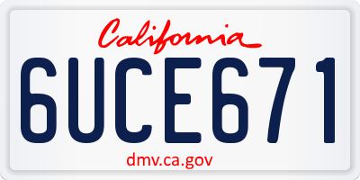CA license plate 6UCE671
