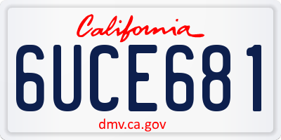 CA license plate 6UCE681