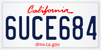 CA license plate 6UCE684