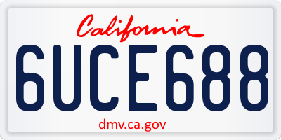 CA license plate 6UCE688